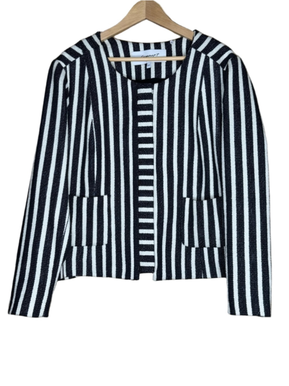Foxcroft Black and Cream Striped Knit Blazer Plus size 18W